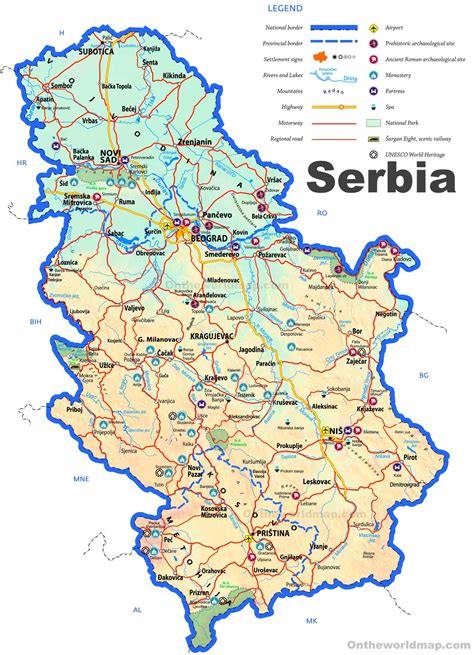 It is bordered by hungary on the north, romania and bulgaria on the east. Serbia Tourist Map