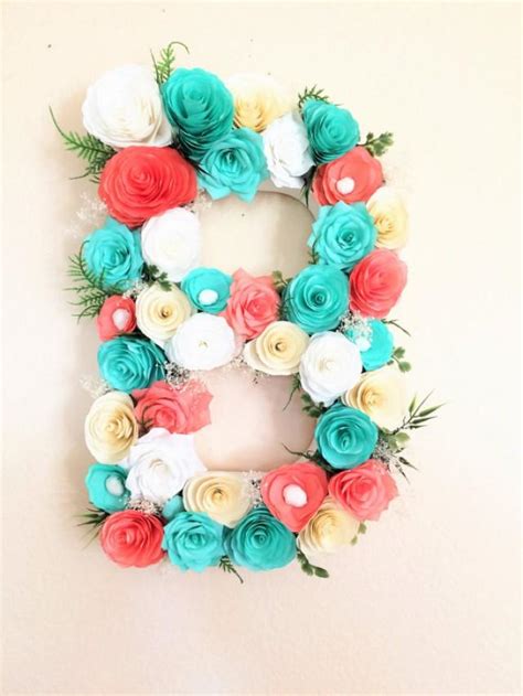 Functional baby room ideas, practical storage, toddler room furniture and nursery decor accessories should be not colorful baby room decor, dynamic nursery decoration, toys decorating theme and baby room ideas. Floral Letter, Large Paper Mache Letter, Blue And Coral ...