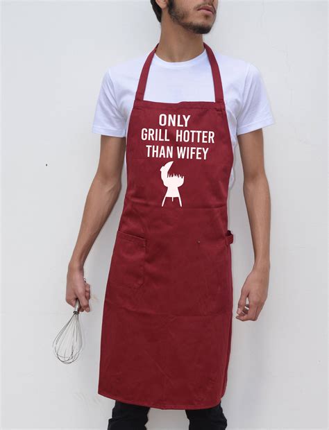 Only Grill Hotter Than Wifey Apron Full Apron Chef Apron Utility Apron Cute Apron Funny Aprons