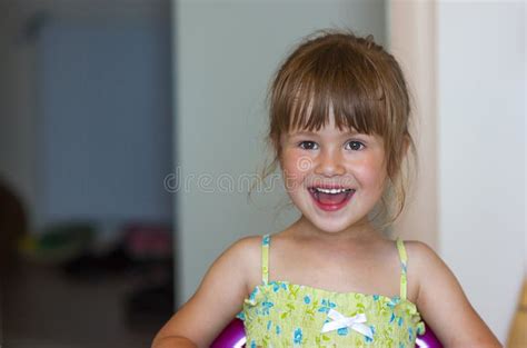 32807 Little Girl Smiling Blue Background Stock Photos Free