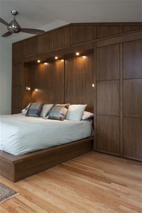 Bedwall with Built-in cabinet surround & hidden door - Modern - Bedroom
