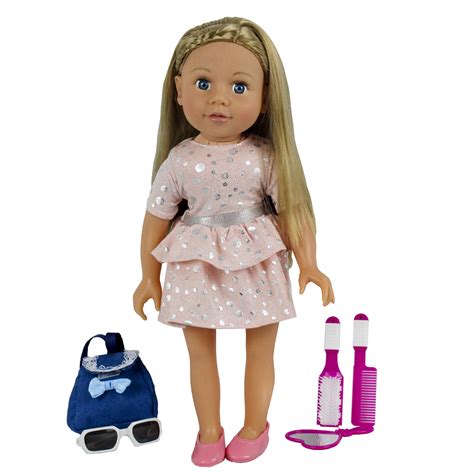 18 My Best Friend Doll In A Pink Dress With Silver Polka Dots