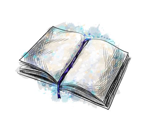 Open Book From A Splash Of Watercolor Hand Drawn Sketch Vector