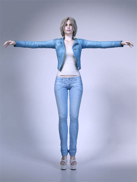 Girls Wear Jeans 3d Model Max Obj Fbx