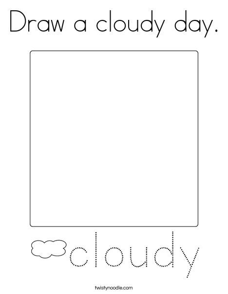 Draw A Cloudy Day Coloring Page Twisty Noodle