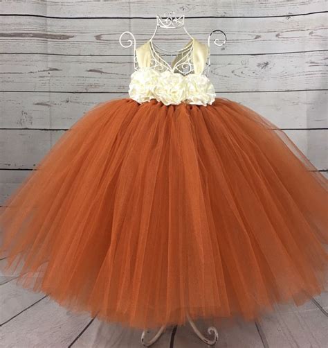 Burnt Orange And Ivory Flower Girl Dress In 2020 Burnt Orange Wedding