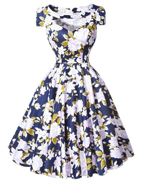 Women Dresses 50s 60s Casual Pinup Retro Dress Bp008 Floral Print Short Sleeve Vestido Robe