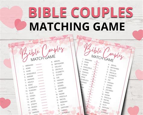 Bible Couples Match Game Bible Couples Quiz Bible Trivia Quiz Printable
