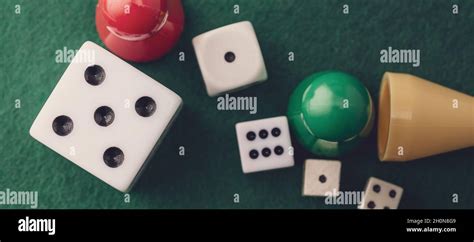 Colored Board Game Figures With Dice Board Games Concept Stock Photo