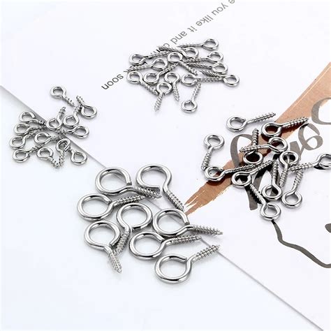 204060pcs Stainless Steel Screw Eye Pins For Pendant Iron Screw 810