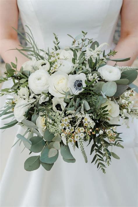 Ranunculus Anemone Peonies White Bridal Bouquet White Bouquet White