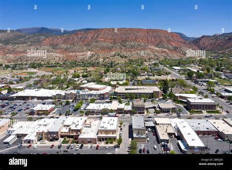 Aerial Views Above Downtown Cedar City Utah Stock Photo Alamy