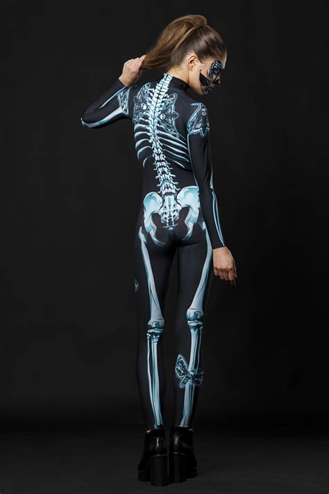 Lady Moth Skeleton Halloween Full Body Catsuit Costume For Women