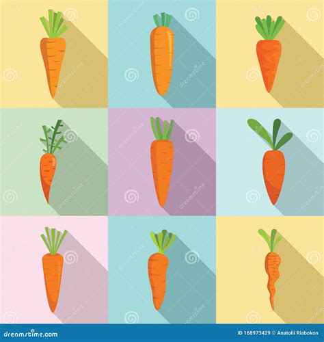 Carrot Icons Set Flat Style Stock Vector Illustration Of Julienne