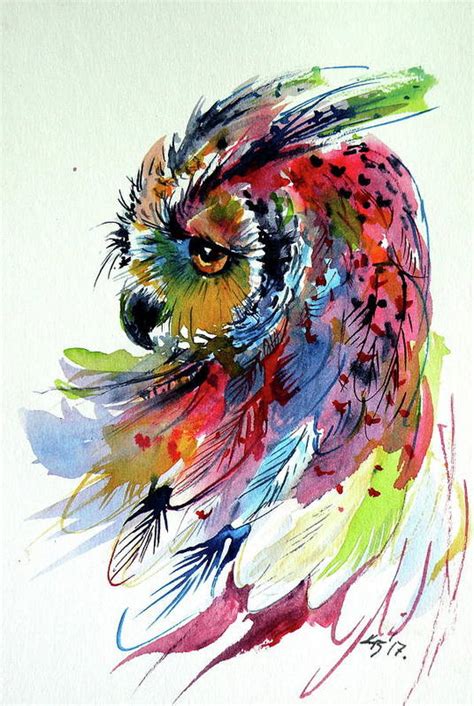 Cute Colorful Owl Art Print By Kovacs Anna Brigitta