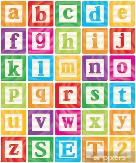 Wall Mural Vector Baby Blocks Set 2 Of 3 Small Letters Alphabet