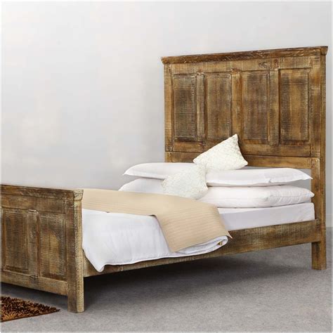 Mission Golden Rustic Wood Platform Bed W Footboard And High Headboard