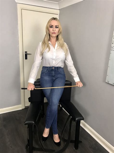 tw pornstars miss jessica wood twitter tight jeans and blouse heels for a caning video