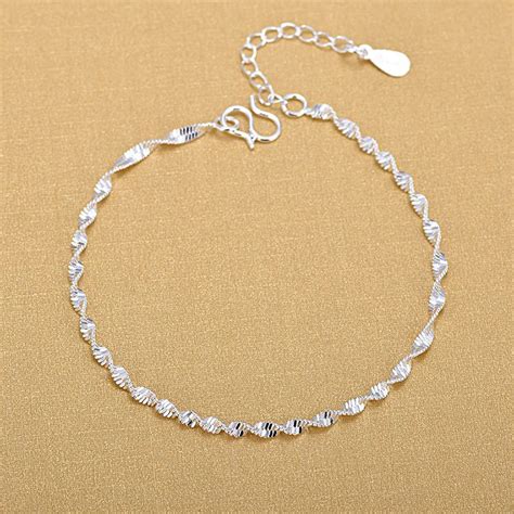 925 Sterling Silver Fashion Simple Elegant Twisted Chain Bracelets