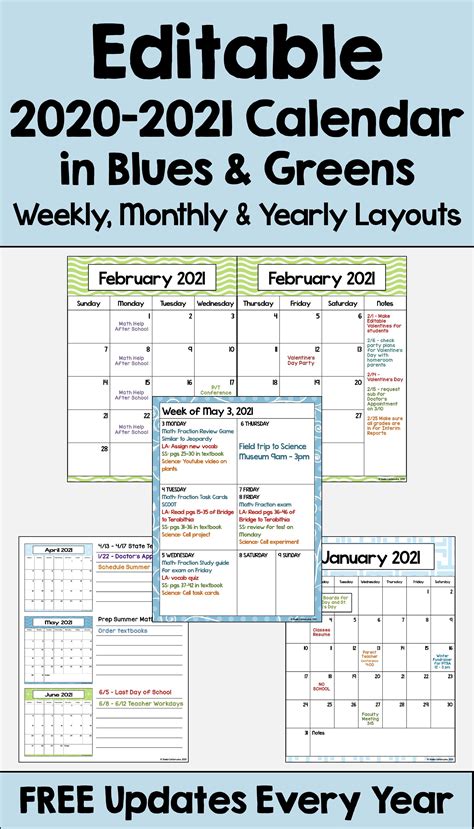 Free printable yearly calendar 2021. Free Editable Weekly 2021 Calendar / 2020-2021 Calendar ...