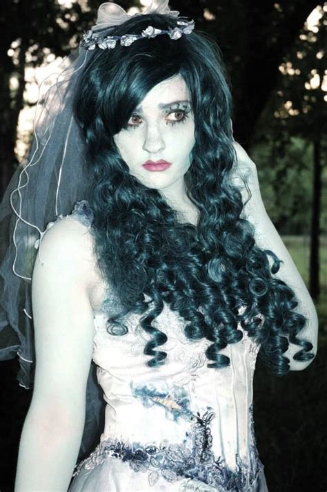 Remember, you don't have to spend a ton on your costume. Love the curly hair and pretty makeup on this Corpse Bride cosplay. The wedding dress is pretty ...