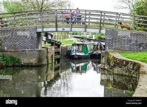A Barge Passing Through To Locks On The River Soar At Birstall
