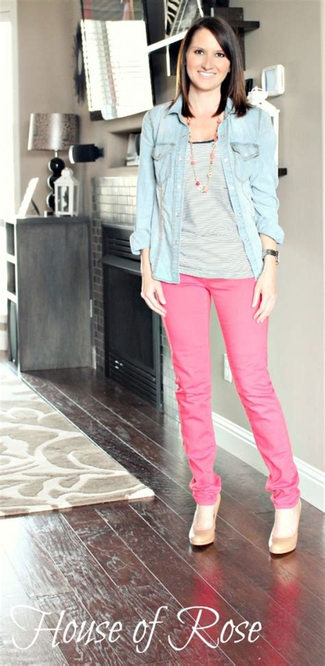 What I Wore Coral Jeans And Denim Top