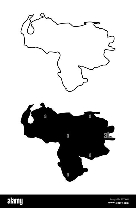 Los Mapas Simplificados De Venezuela Contornos En Blanco Y Negro