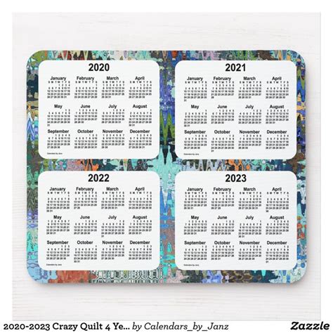 2020 2023 Crazy Quilt 4 Year Calendar By Janz Mouse Pad