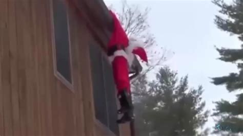 Santa Claus Falls From The Roof Youtube