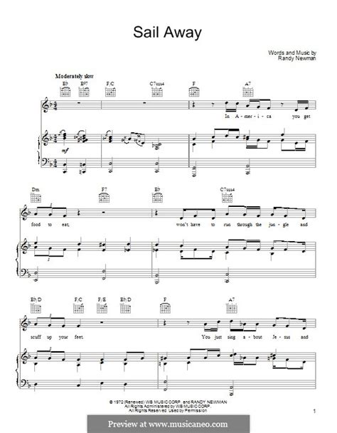 Sail Away By R Newman Sheet Music On Musicaneo