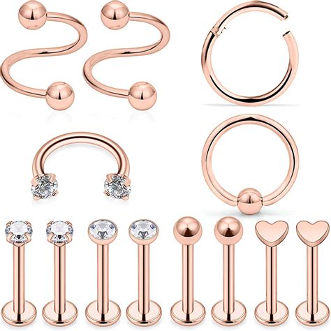 Lauritami 13pcs 16g Surgical Steel Tragus Earring Helix Cartilage Daith