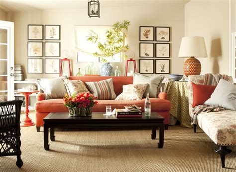coral living room ,Amy Neunsinger Photography | Cottage living rooms