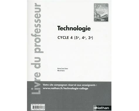 Livre Professeur Technologie Cycle 4 Ed 2016 Nathan
