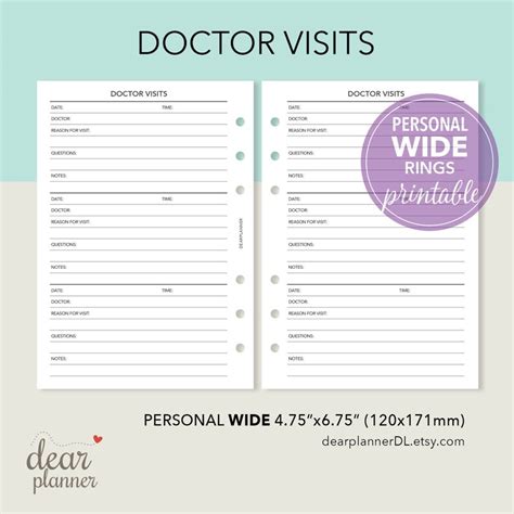 Printable Doctor Visits Tracker Medical Appointments Log Etsy