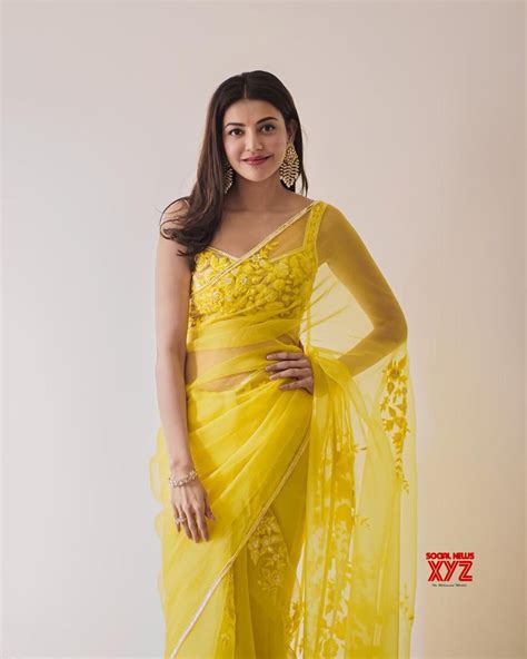 Actress Kajal Aggarwal Latest Post Wedding Glam Stills In A Yellow Saree Social News Xyz