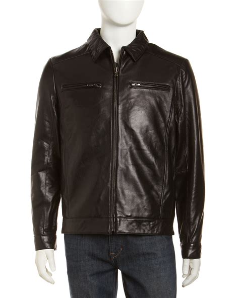 Lyst Emanuel Ungaro Lamb Leather Zip Jacket In Brown For Men
