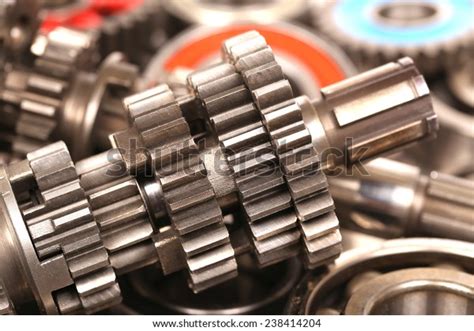 Metal Gears Group Complex Industrial Mechanism Stock Photo 238414204