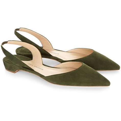 Paul Andrew Olive Suede Slingback Rhea Sandals Floral Flat Shoes