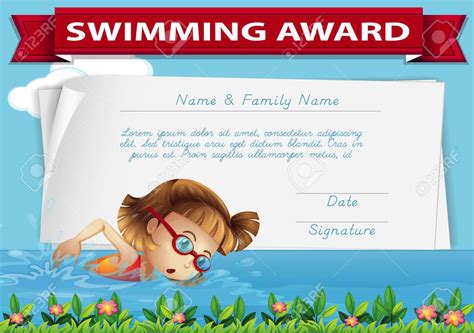 Swimming Award Certificate Template Illustration Throughout Swimming