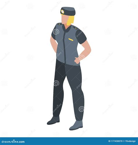 woman police officer icon isometric style stock vector illustration of guard policeman
