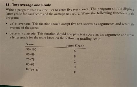 Solved 15 Test Average And Grade Write A Program That Asks Chegg Com