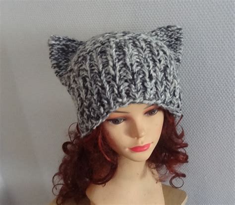 Cat Ears Hat Cat Beanie Chunky Knit Hat Winter By Ifonka On Etsy
