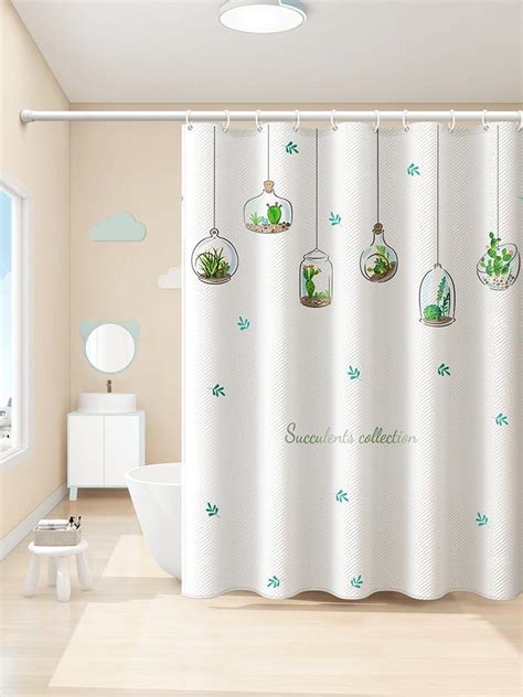 💰kjøp Cartoon Bathroom Waterproof Shower Curtain Shower Partition With Hook Online Billig Til