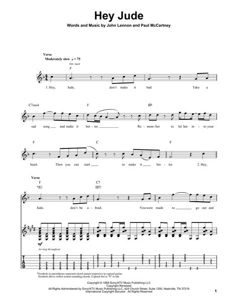 Hey jude across the universe movie sheet music pdf. Hey Jude Sheet Music | The Beatles | Guitar Tab (Single Guitar)