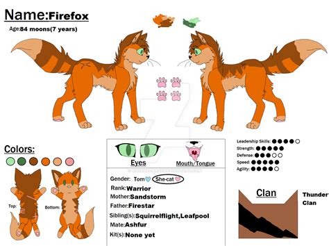 Warrior Cat Oc Firefox Reference Sheet By Raveneoar45 On Deviantart