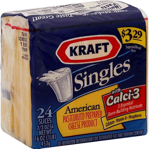 Kraft Singles Cheese Product Pasteurized Prepared American Packaged