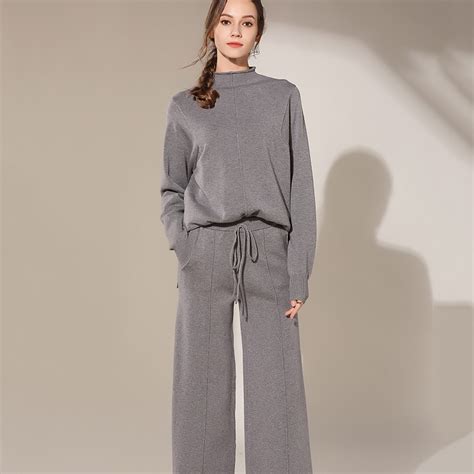 buy 2018 fashion tracksuit winter cashmere woolen knitted suit women warm