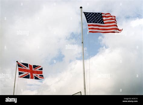 Union Jack Flag And Stars And Stripes Flying Together Stock Photo Alamy