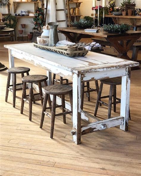 If you sit too high, your thighs might hit the underside of the tabletop, which can turn long dinners into a torment. Primitive White Cottage Table | Etsy | Cottage table ...